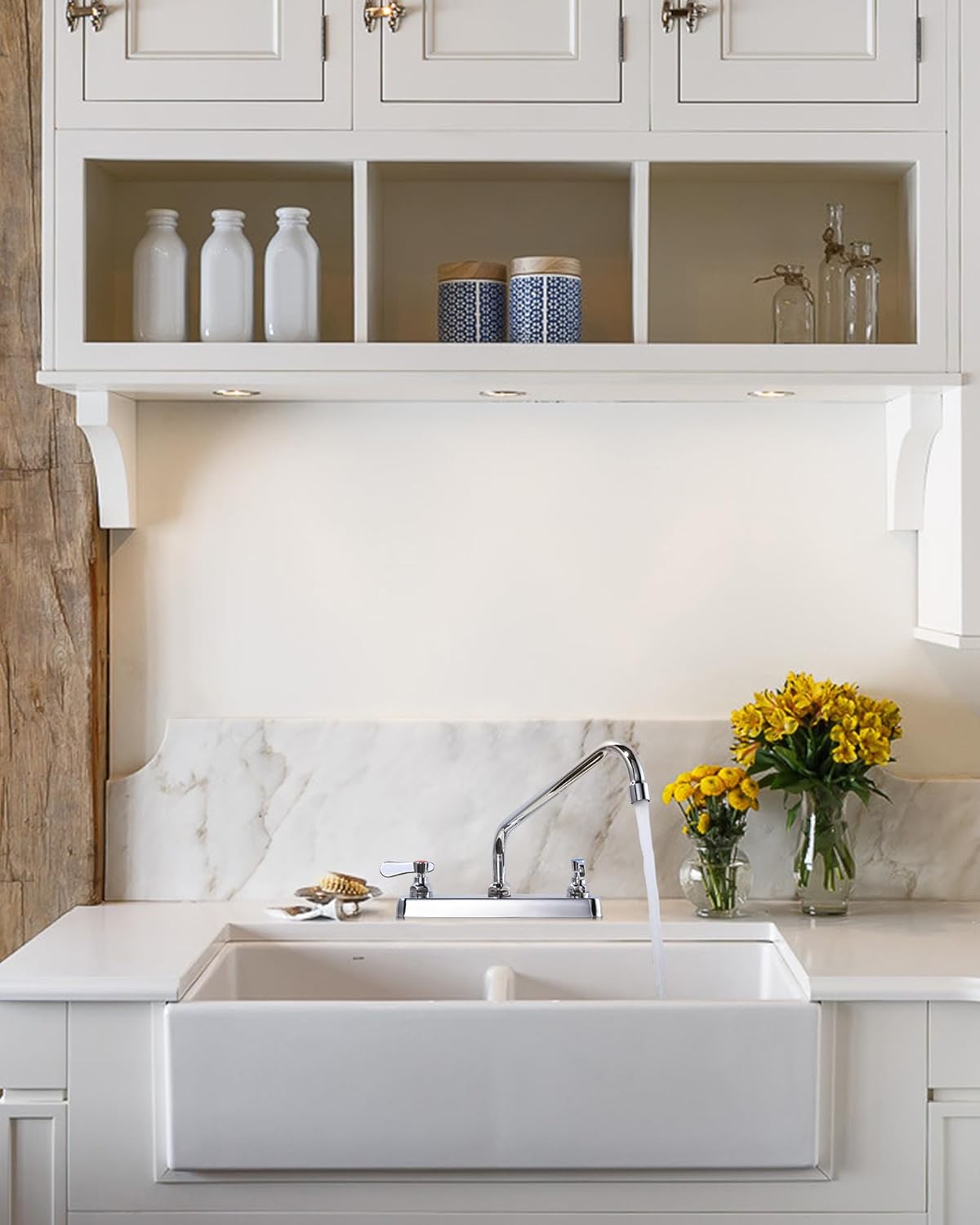 Polished Chrome Dual Handle Kitchen Faucet with Swivel Spout