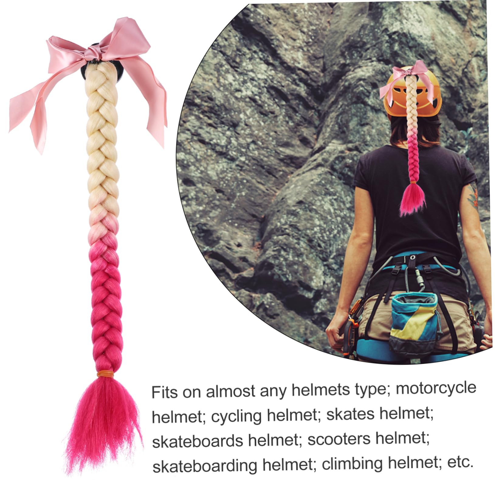 GALPADA Treccia del Casco Decorazione Unisex Decorazione della Parrucca caschi a Cuffia per Finta Treccia Parrucche Accessorio per Casco Parrucca Casco ABS Blue
