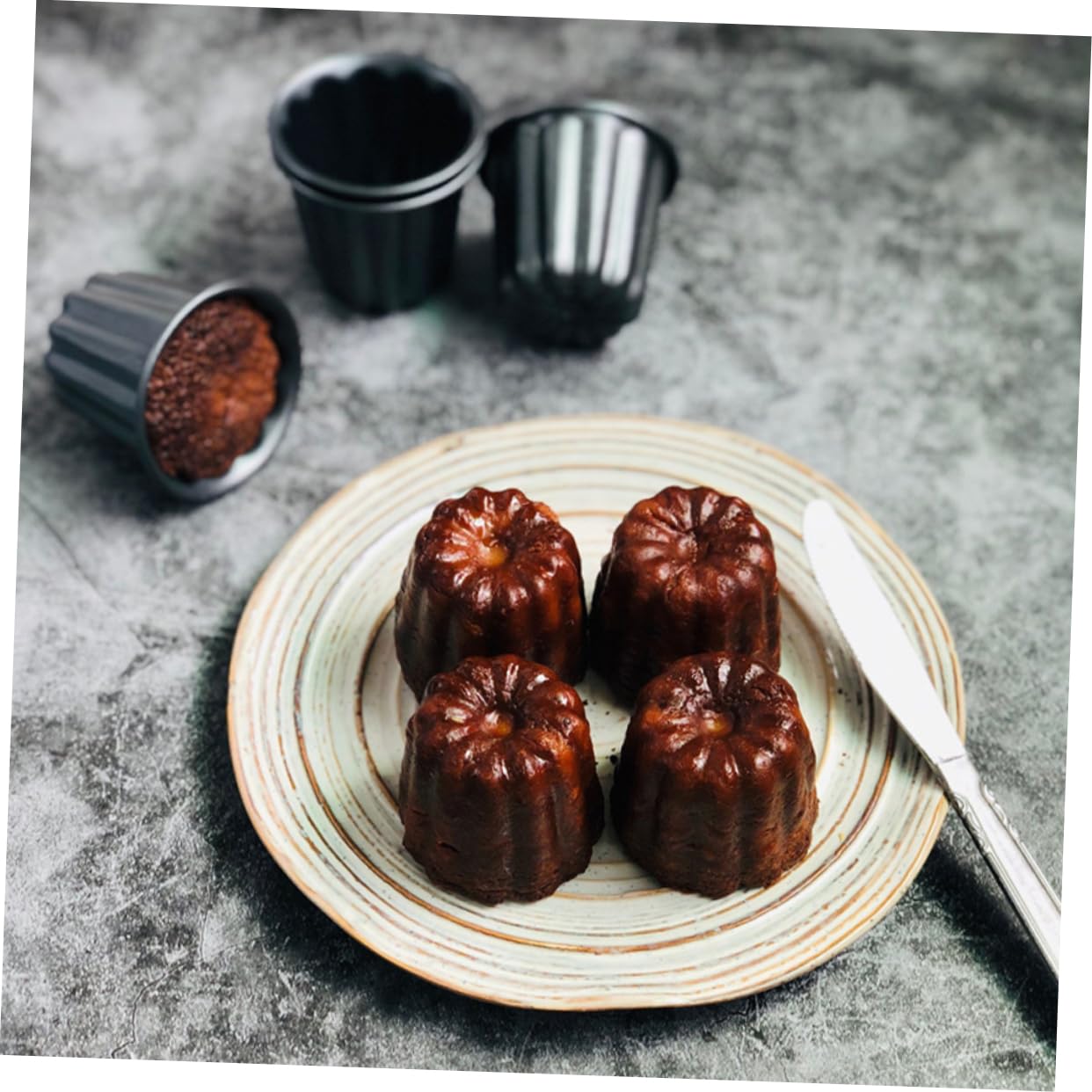 HEMOTON 8pièces Moule à Gâteau Cannelé Antiadhésif Outils De Cuisson Pour Muffins Puddings Et Desserts Maison
