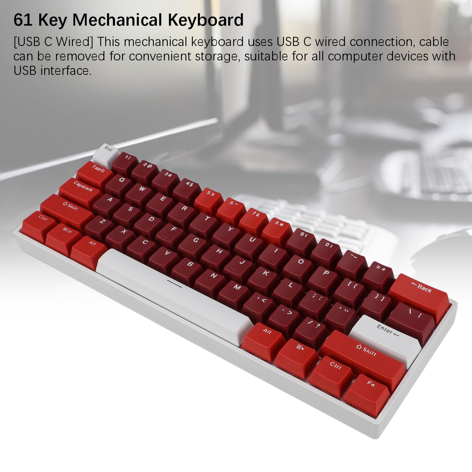 Teclado Mecánico de 61 Teclas, 60 por Ciento de Interruptor Azul