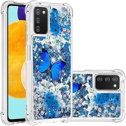 Miniatura 5 de CAIYUNL Funda para Samsung Galaxy A03S con protector de pantalla de vidrio templado, brillo líquido que fluye con purpurina para mujeres y niñas,