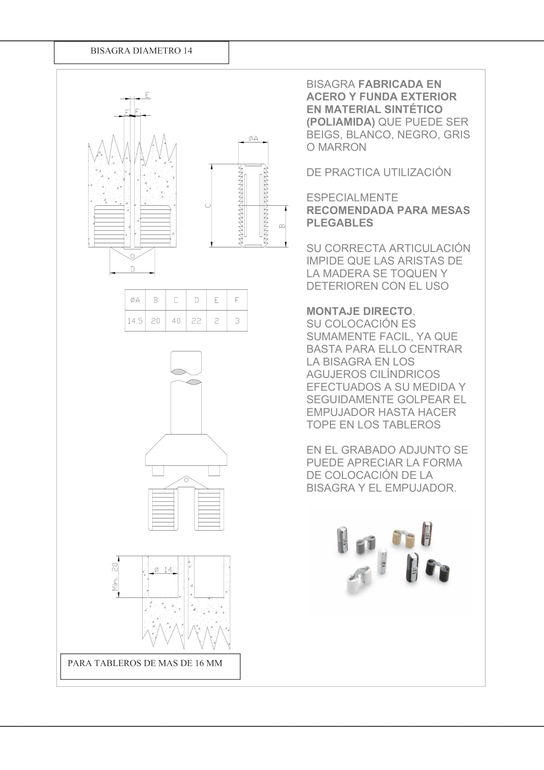Bisagra Oculta Barril Acero Inoxidable 180 Grados Mesas Plegables Libro Abatibles Taladro sin Cazoleta Varios (100, Marron, 14mm)