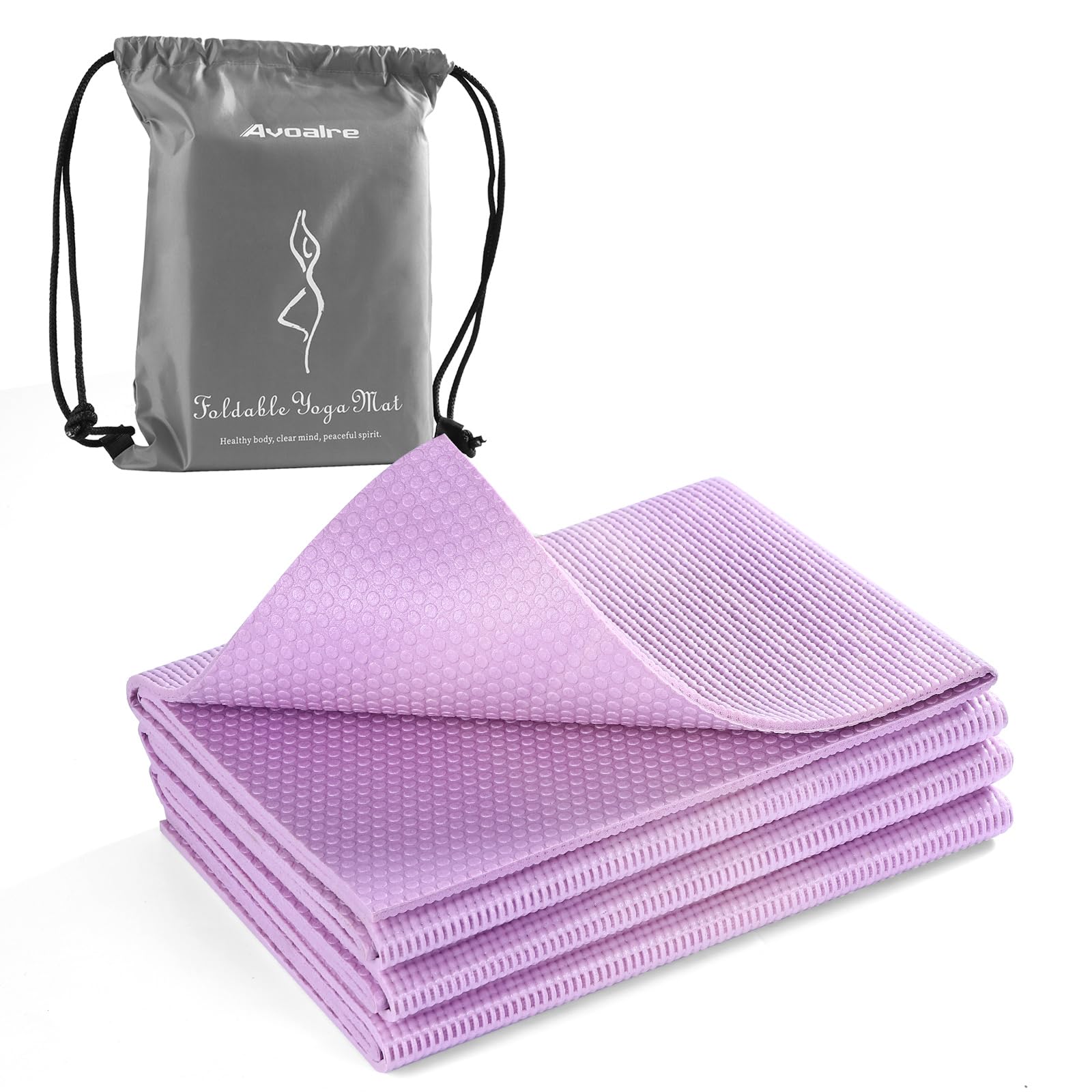 Avoalre Travel Yoga Mat Non Slip Foldable Portable Gym Mat Fitness Training Pilates Exercise Mat Workout for Women Men-Gradient purple