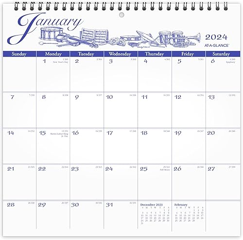 AT-A-GLANCE Calendario de pared 2024, 12 x 12 pulgadas, mediano, mensual, edición ilustradora (G10001724)