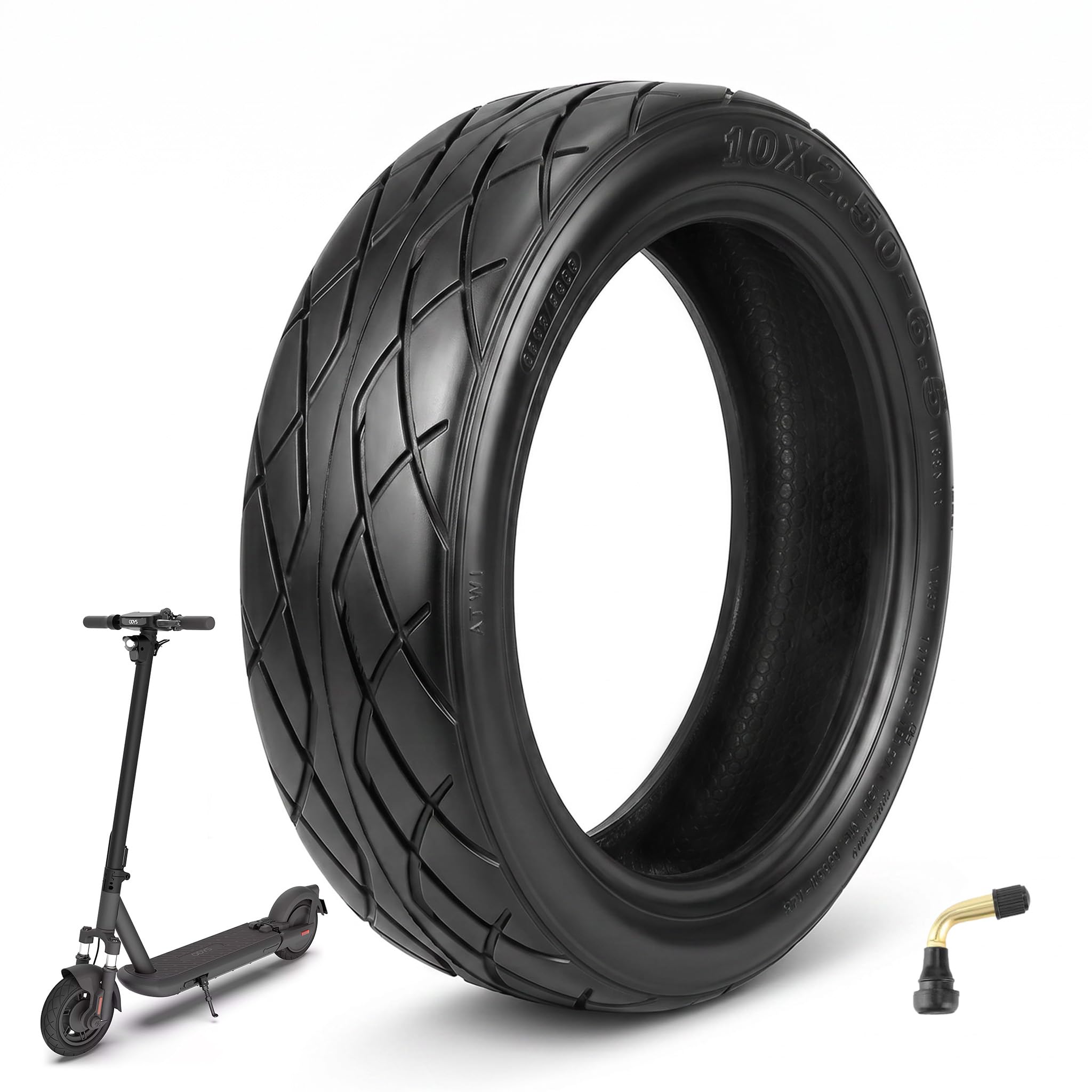 10 x 2,50 – 6,5 E Scooter Tubeless ODYS Neo E100, pneumatici di ricambio 10 pollici, vuoto, anteriore/posteriore, con valvola