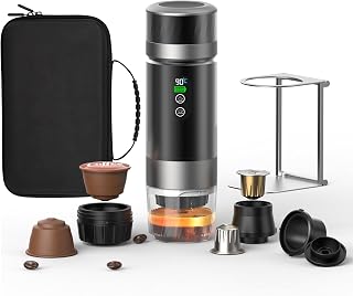 Portable Coffee Maker, Removable 7500mAh Battery, 20Bar High-Pressure Fast Extraction, USB Charging, Stand & Carry Bag, Supports Coffee Grounds & NS Pods, Ideal Camping Makers for Travel