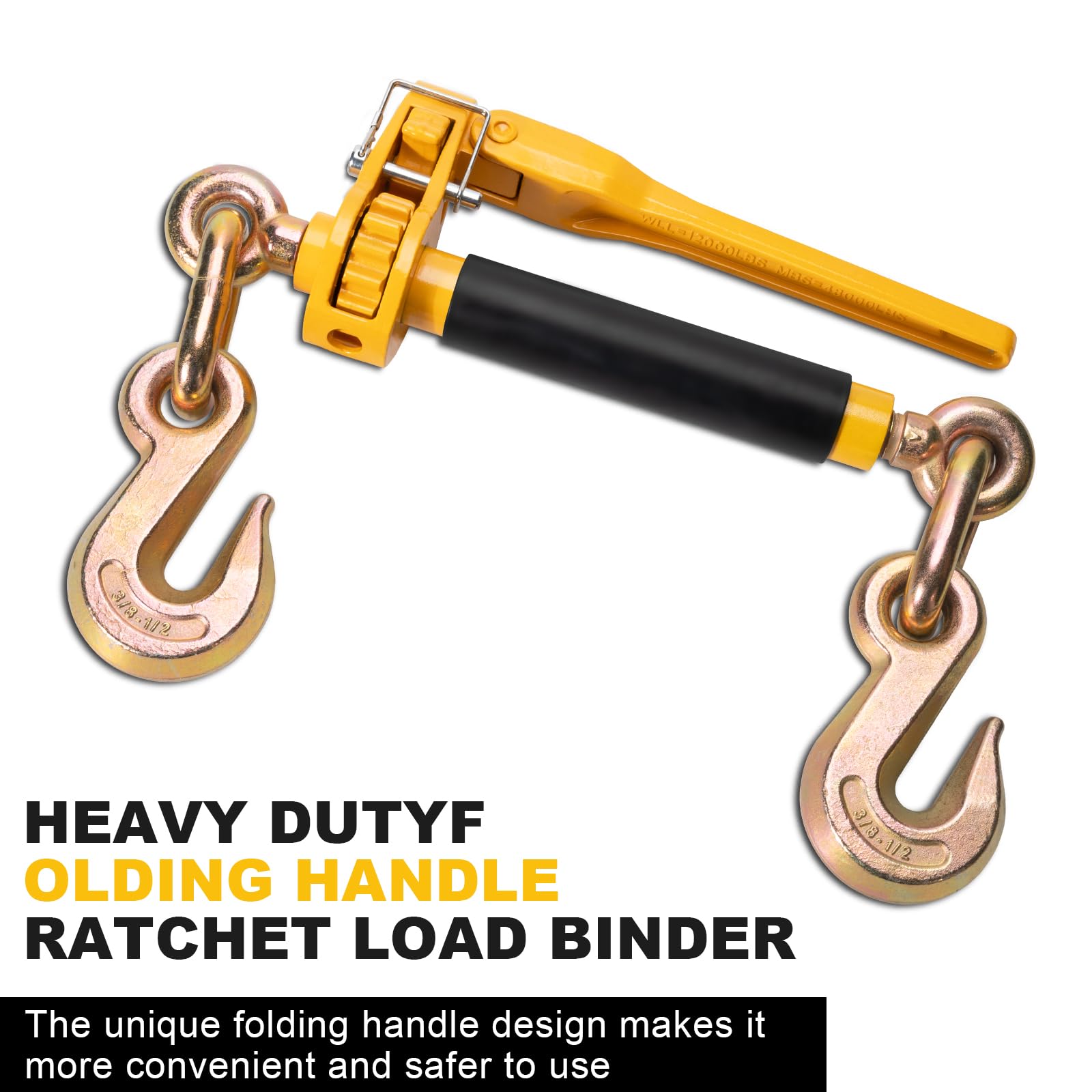 Folding Ratchet Load Binders - Heavy Duty Trailer Tie-Downs -4