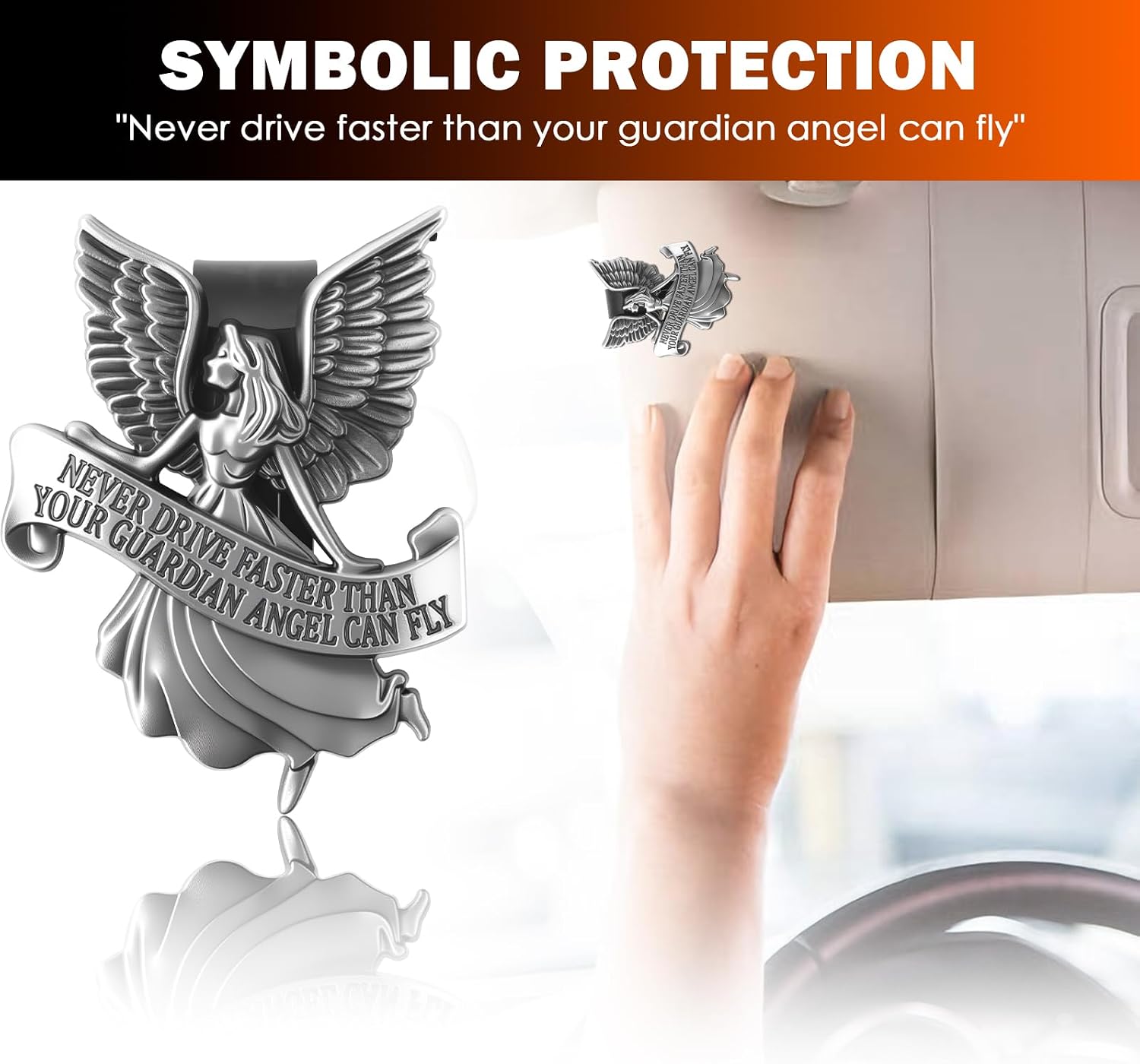 Guardian Angel Visor Clip Car Sun Visor Ornament 3D Metal image 5