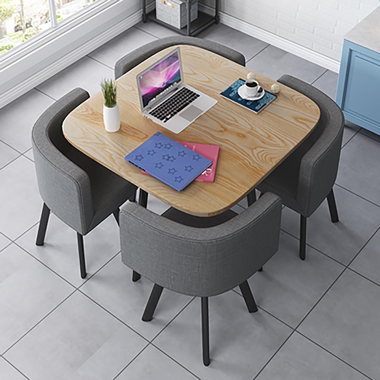 Ensemble Table à Manger carrée 4 Personnes avec 4 chaises, élégant Ensemble Table Basse et chaises pour Salon, Balcon et Bureau, Parfait pour Les espaces Modernes (Taille : Style3)