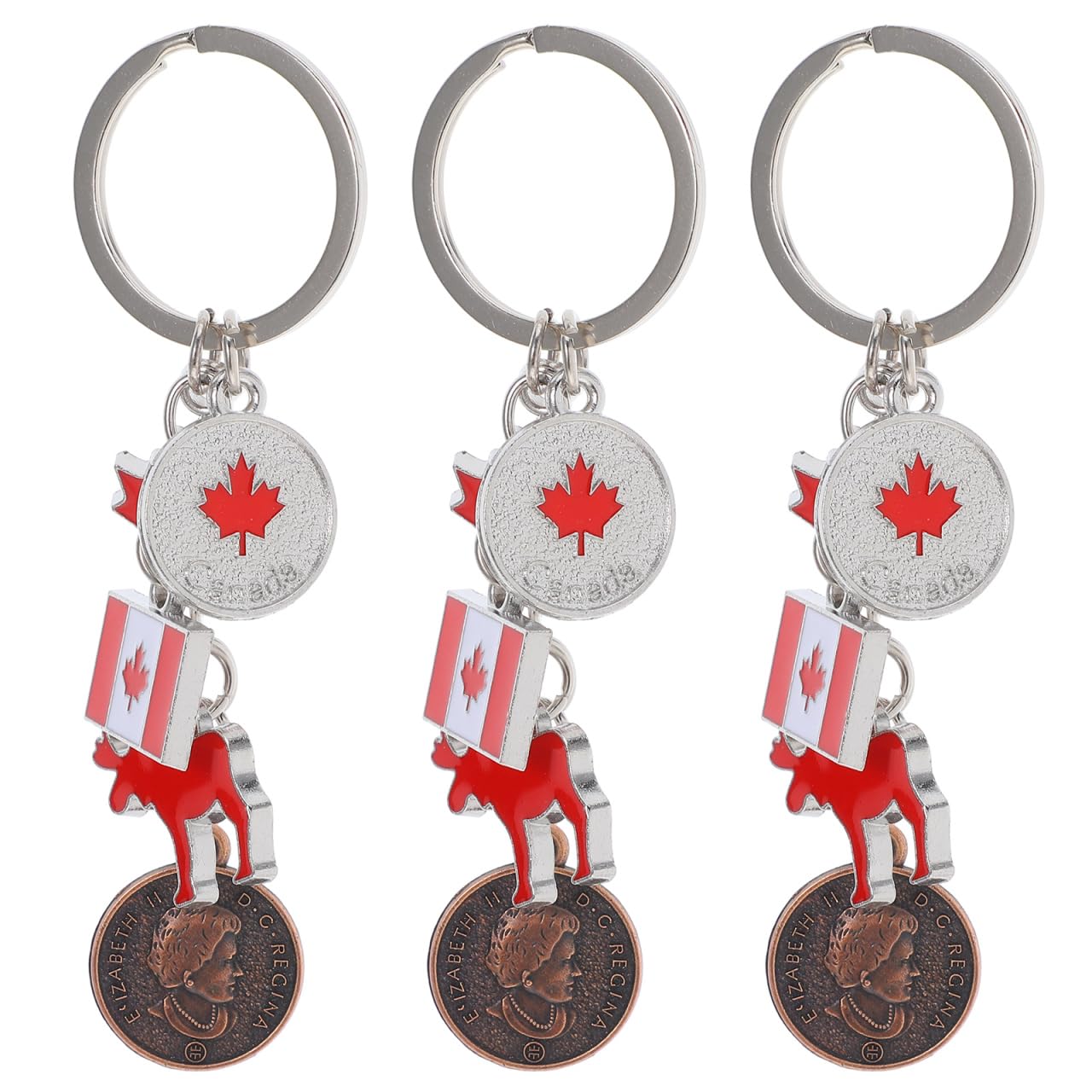 Pretyzoom Red 3Pcs Canada Souvenir Cute Keychains Canada Flag Key Ring Key Ring Party Decorations Hoop Purse Keychain Bracelet Country Keychain Handbag Round Man