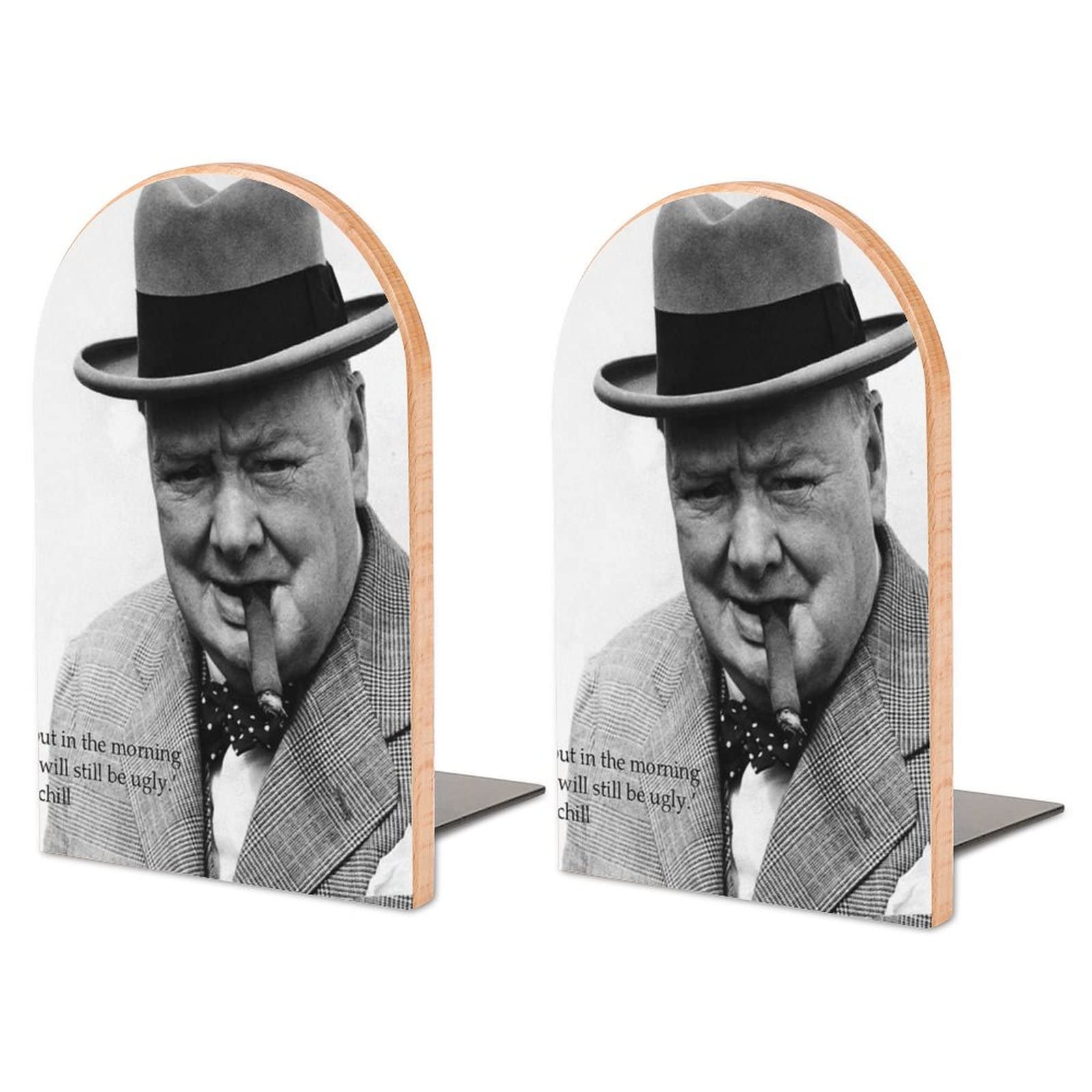 Churchill Wood Book Ends for Shelves, Non-Slip Bookends, Heavy Duty Wooden Bookend Support for Books and Movies (1 Pair/2 Pieces)