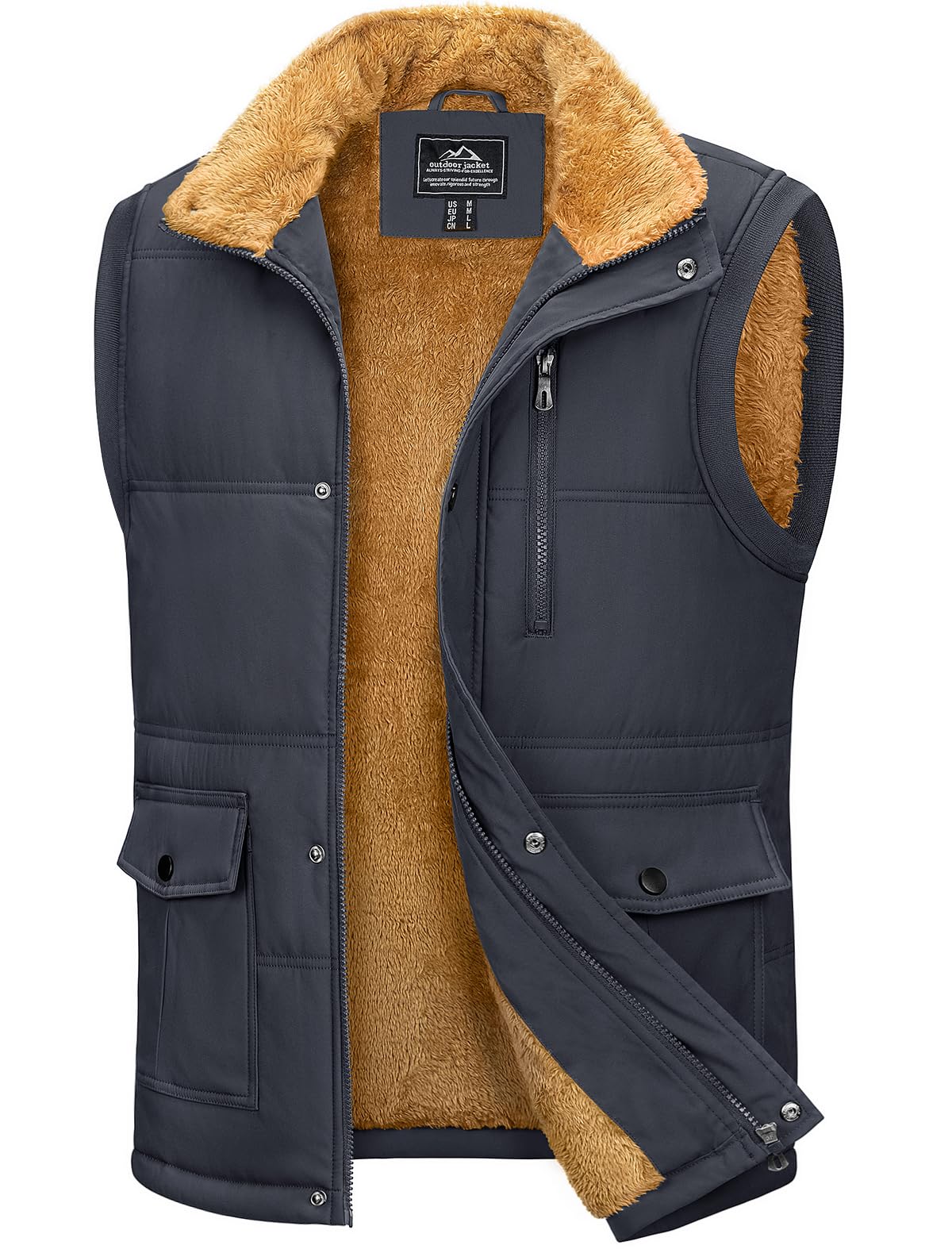 MAGCOMSEN Mens Winter Vests Outerwear Fleece Lined Puffer Vest Warm Casual Quilted Vest Bubble Sherpa Vest Jacket