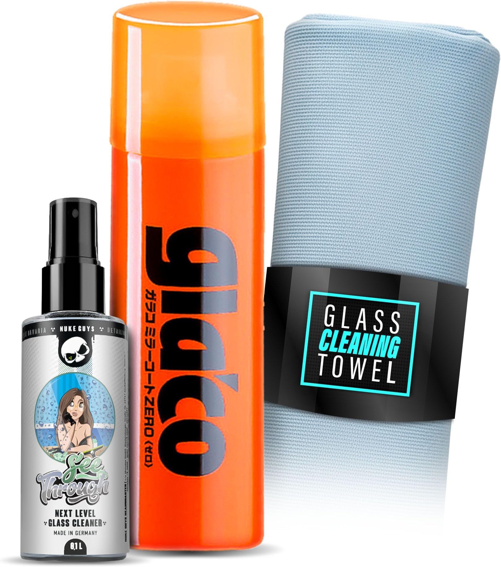 Seal & Camera Sealant Set: Soft99 Glaco Mirror Coat Zero 40ml - water-repellent lotus effect + detailmate waffle cloth 40x40cm for glass and plastic cleaning