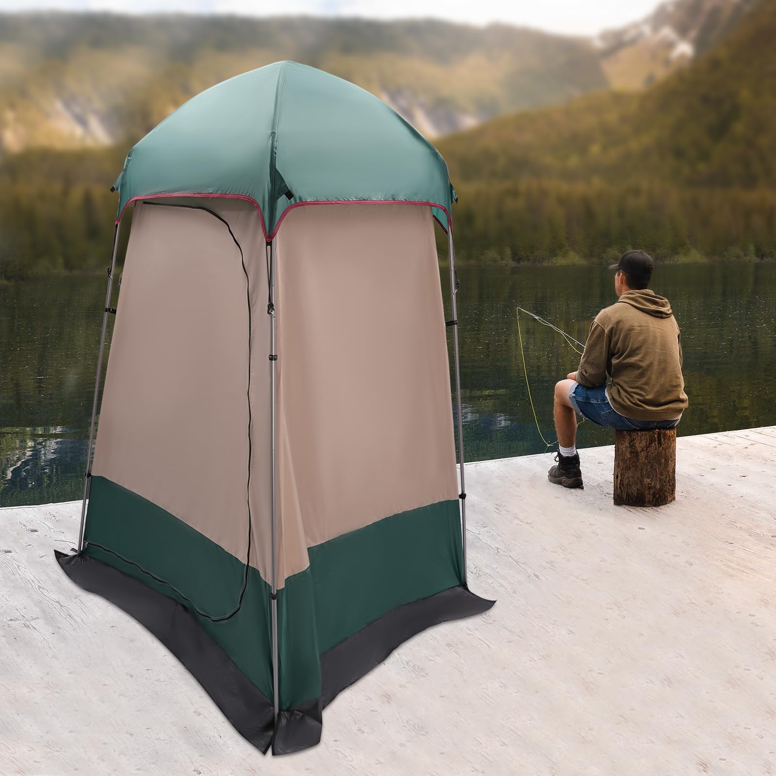 Duschzelt, Camping Zelt mit Abnehmbares Bodentuch und Aufbewahrungstasche, Zelt 1 Person, Toilettenzelt, Duschzelt Camping, 160 x 160 x 240 cm, PU 50+, Umkleidezelt, Toilettenzelt, Mobiler Sichtschutz