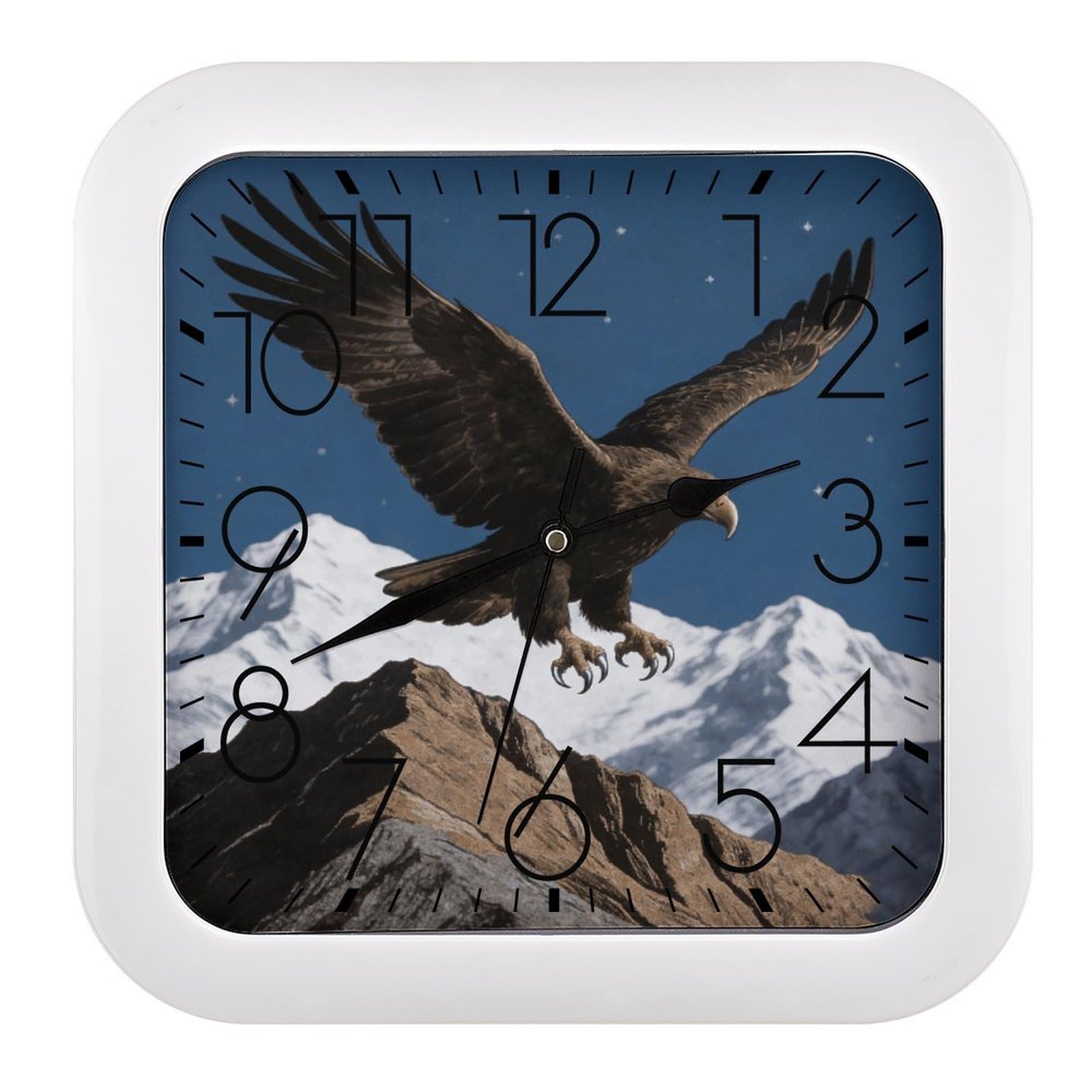 LZQPOEAS Hunting Square Wall Clock, 10.2 Inch Battery Operated Silent Non-Ticking Wall Clock, Square Analog Decorative Clock for Home Wall Art, Living Room, Bedroom, and Office