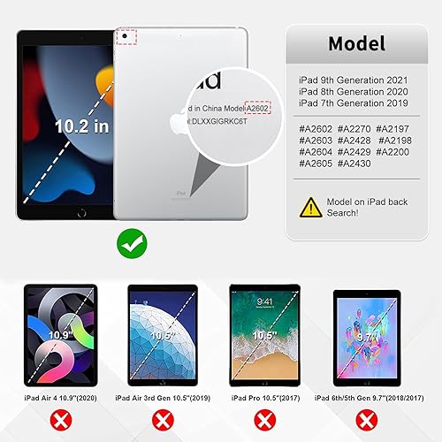 Miniatura 4 de Funda para iPad 10.2 para iPad de 9 generación 2021iPad de 8 generación 2020iPad de 7 generación 2019, con soporte giratorio de 360 grados, funda