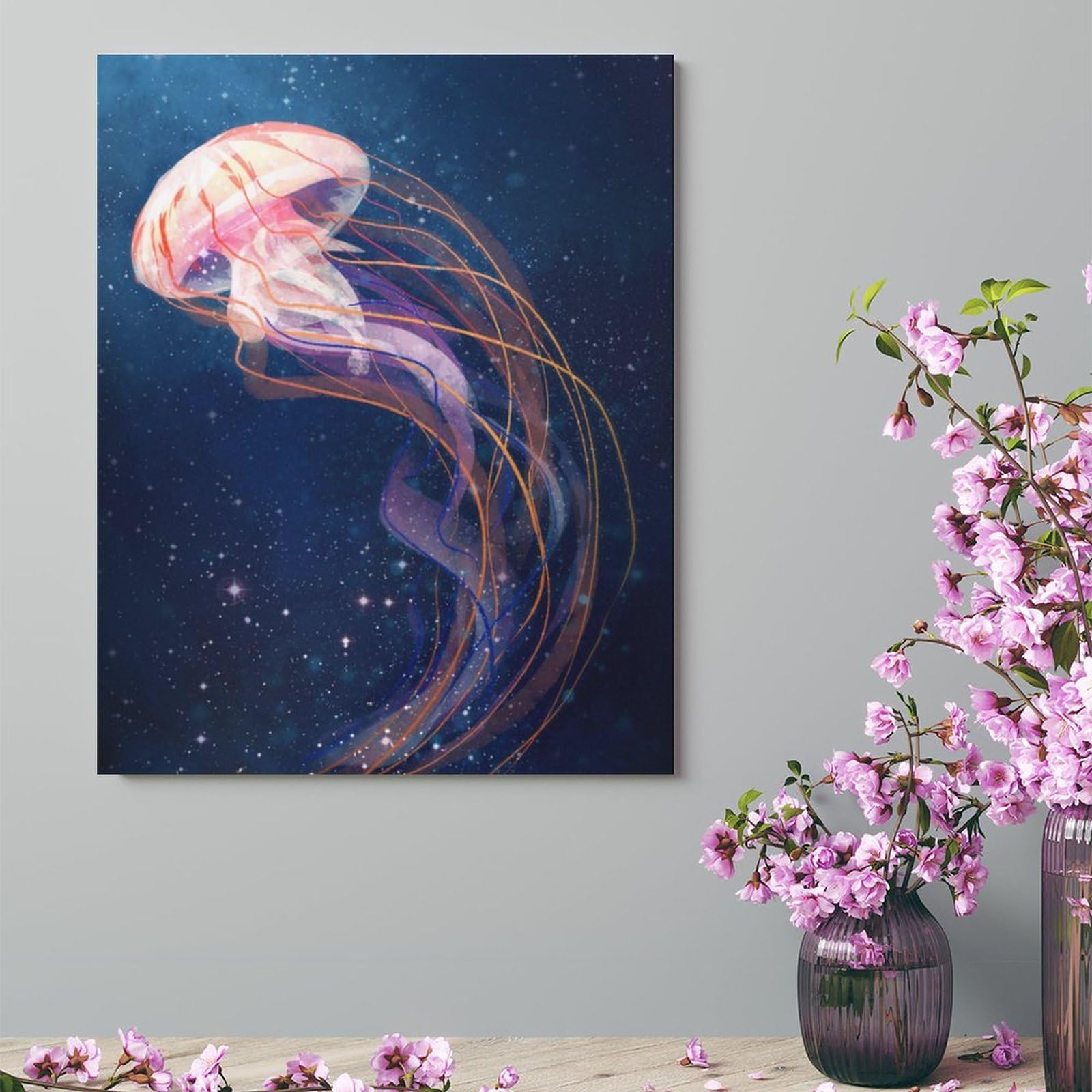 Amazon.co.jp: 絵画 星の中のクラゲインテリア 絵画 ファンタジー