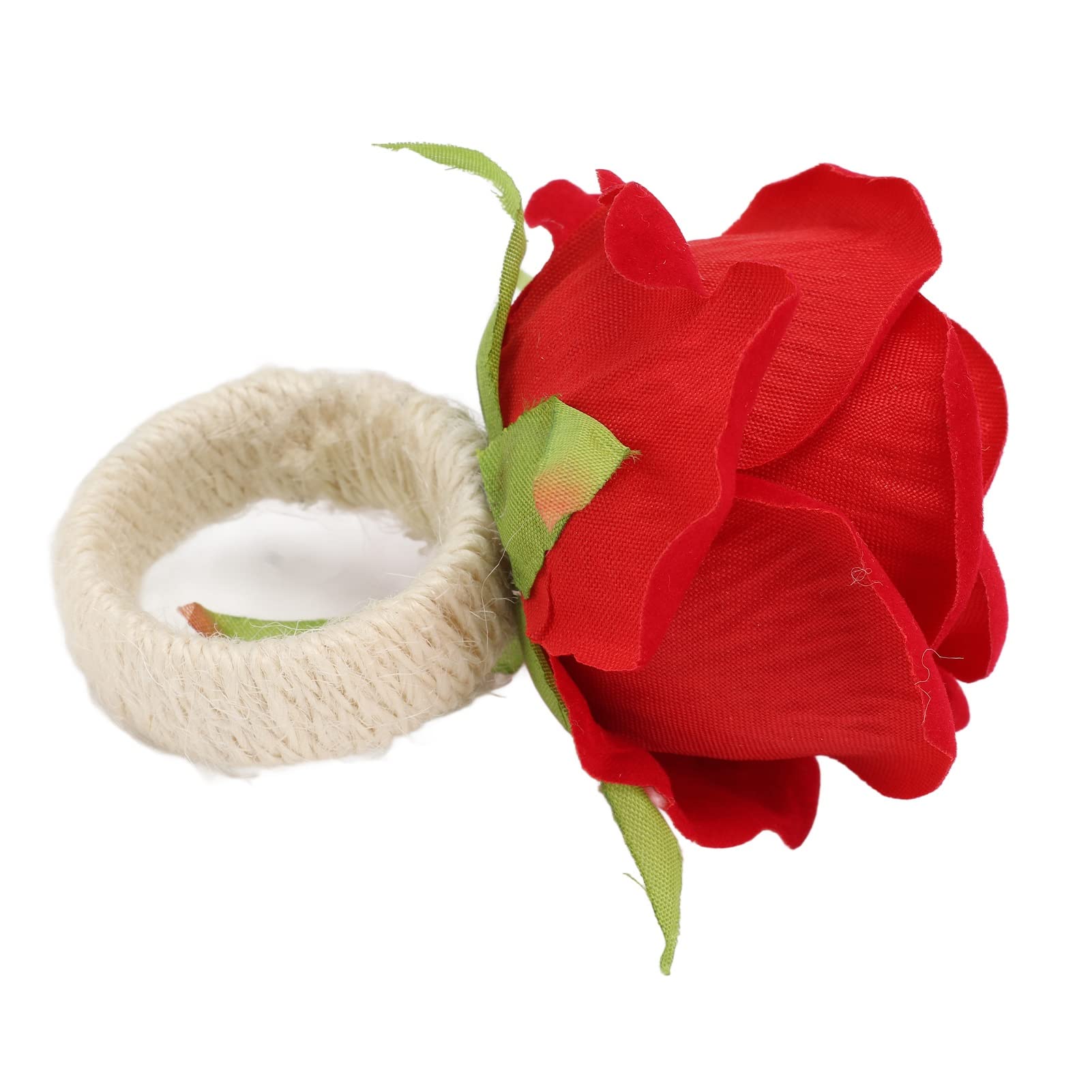 SIXRUN Portatovagliolo con Rosa Portatovagliolo con Fiore in Plastica 4 Pezzi Design a Vite 30 Mm di Diametro Interno Accessori per la Tavola Riutilizzabili per Matrimoni Natale Capodanno (rosso)