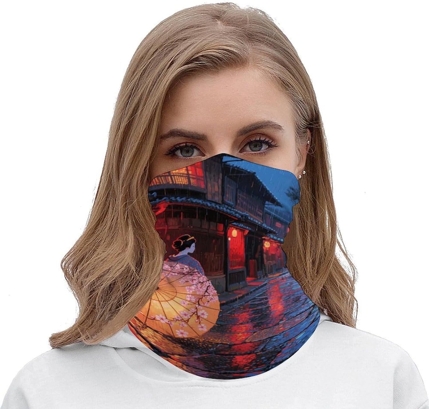 Geisha Paper Umbrella UV Protection Bandana Neck Gaiter Face Mask image 5