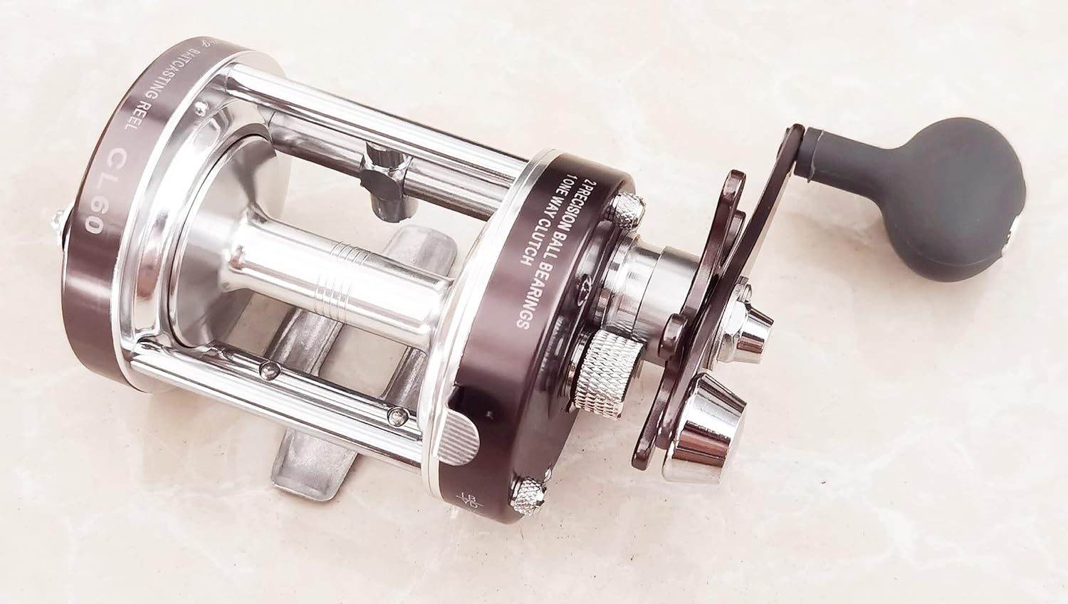 Apple&Orange CL60 Baitcasting Reel Right Handed Fishing Reel with Crank Handle,Muskie Catfish Offshore Conventional Reel (Gunsmoke)