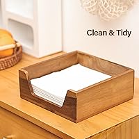 Vista 6 de Napkin Holder for Table, Wooden Napkin Dispenser with Side Large Opening for Paper Napkins, Farmhouse Style Square Napkin Holder, Home Kitchen Marrón