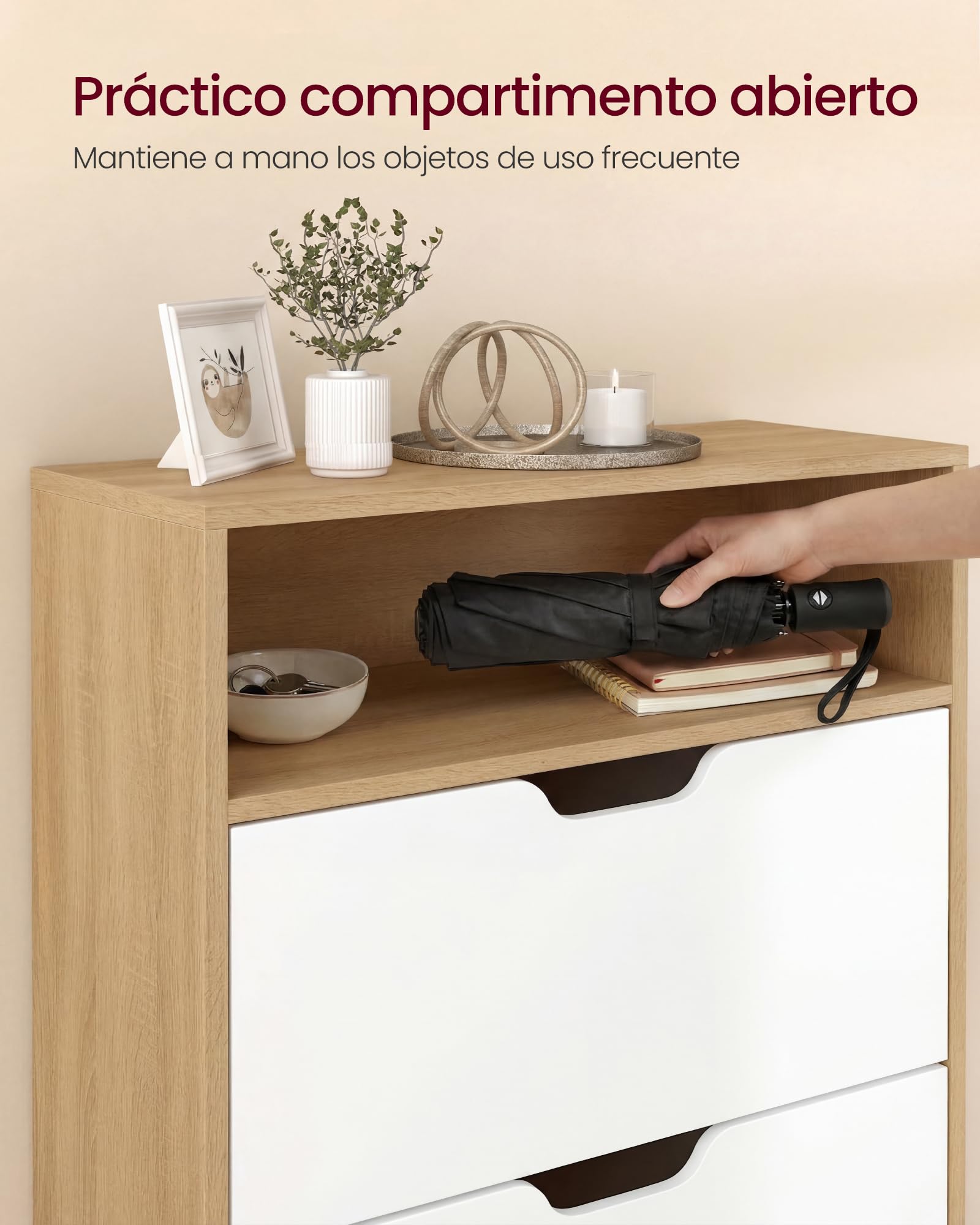 VASAGLE Custos Colección - Zapatero con Compartimiento Abierto y Divisor Ajustable, para Entrada, 3 Puertas Abatibles, 24 x 60 x 139 cm, para 15-18 Pares, Roble Dorado y Blanco Nube LBC046YA02