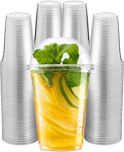 Vista 22 de Green Direct Vasos de plástico desechables transparentes de 8 onzas con tapas para café helado, té de burbujas Boba, bebidas frías y batidos