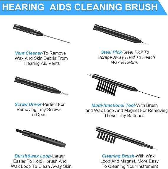 Mudder 7 Pcs Hearing Aid Cleaning Kit, Cleaner Brush Set with Magnet Pick