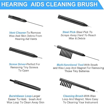 Mudder 7 Pcs Hearing Aid Cleaning Kit, Cleaner Brush Set with Magnet Pick