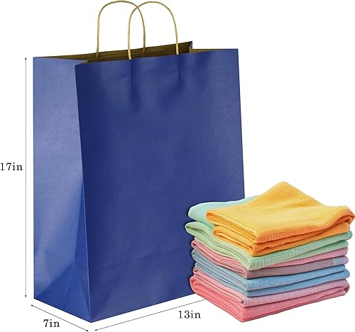 Miniatura 5 de PINWATT 20 bolsas de regalo grandes de papel kraft azul