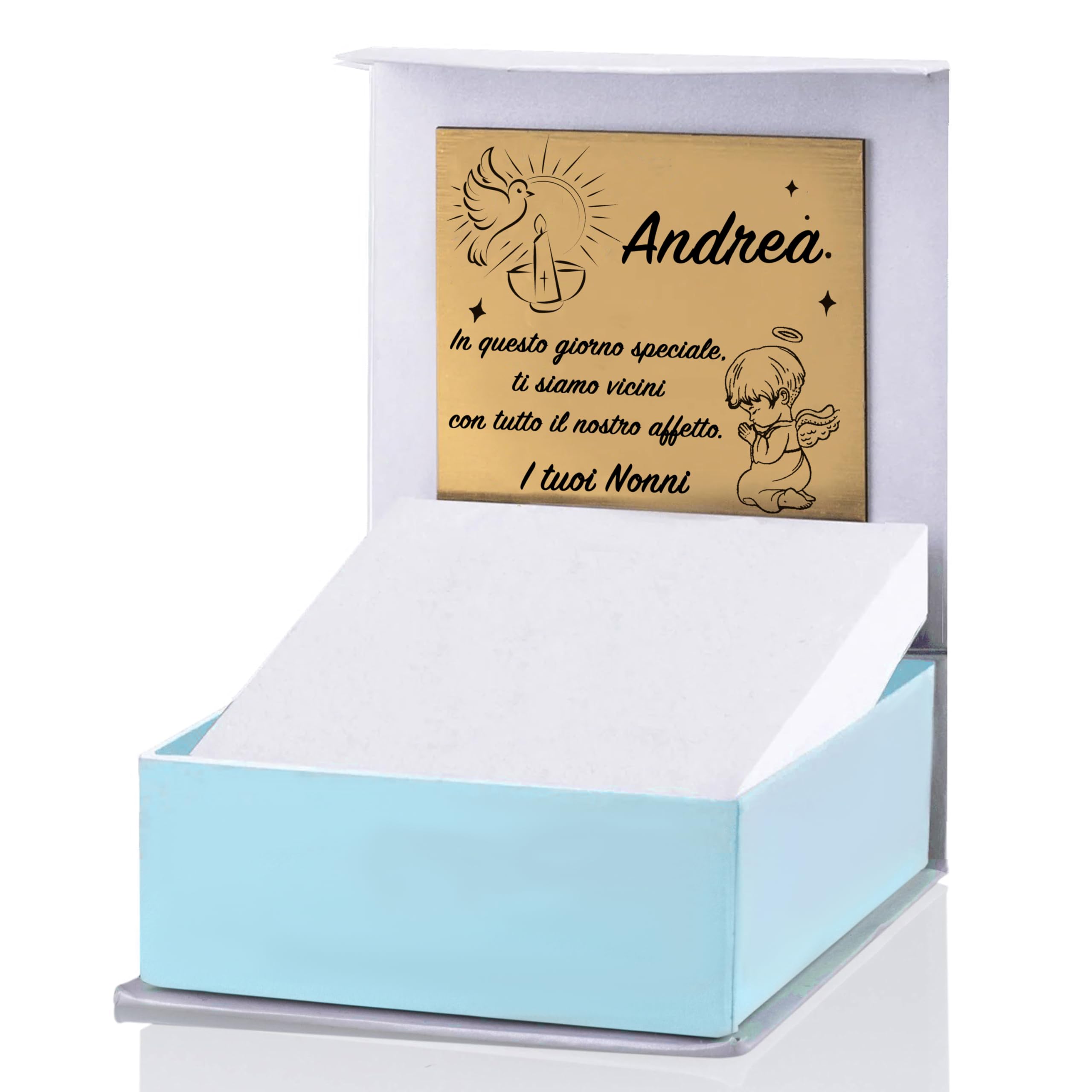 Sakrami Pulsera Bebé Plata de Ley 925 Placa con Nombre Personalizada y Ángel Esmaltado Azul Colección Niños + Caja de Regalo Personalizada - Pulsera de Nacimiento, Comunión o Bautizo