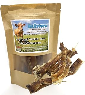 Bullsters Dog Treats Bones Chews Lamb Trachea All Natural Single Ingredient No Additives No Preservatives Steroid Free for Medium Large Extra Large Dogs Pack of 4, Approx 5"-7" ea