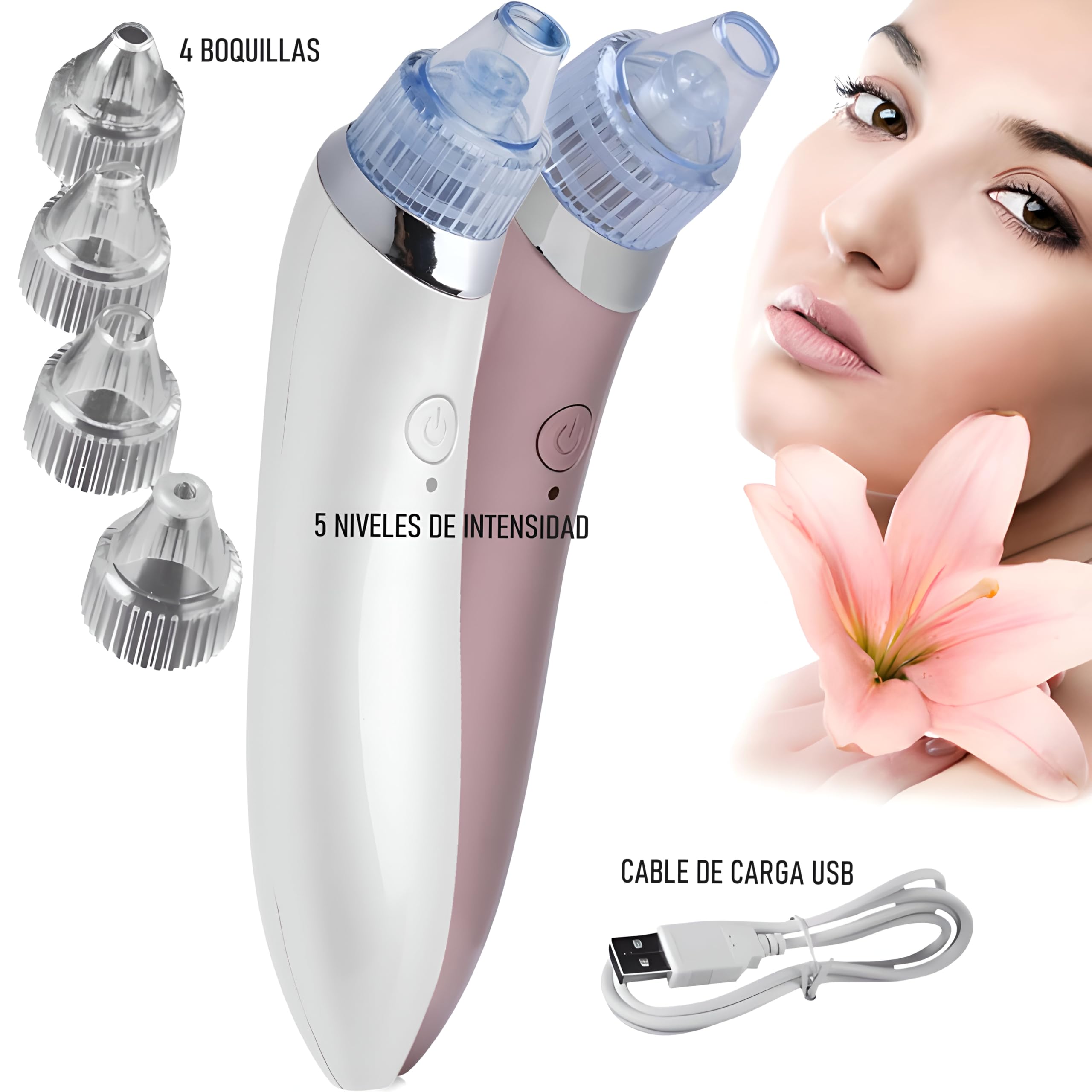 Kit di pulizia facciale 3 in 1, aspiratore per punti neri con 4 testine, spazzola elettrica per la pulizia dei pori con 4 spazzole, strumenti per rimuovere brufoli e acne