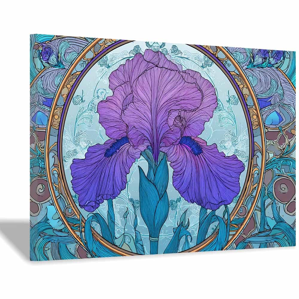 ZAMAEIU Landscape Wall Art irisses Modern Canvas Print On Artwork, Suitable for living room, bedroom, for Kids Room Decoretc.(Purple;)-30x50cm Framed