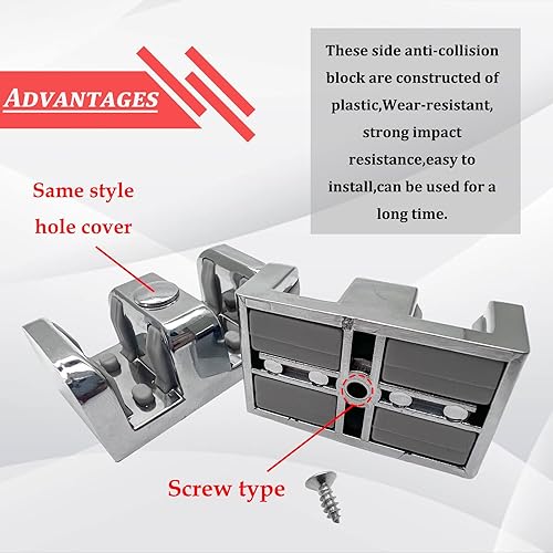 Miniatura 3 de Bloque lateral anticolisión para puerta corredera de vidrio para ducha, parachoques de puerta corrediza de ducha de vidrio con tornillos, para