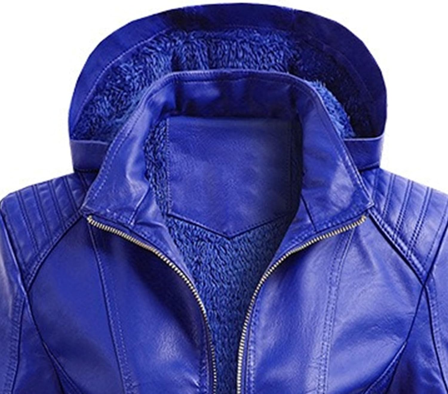 Women's Removable Hooded Solid Coat Zip Up Faux Leather Coat Jacket Slim Fit Motorcycle Casual Outerwear