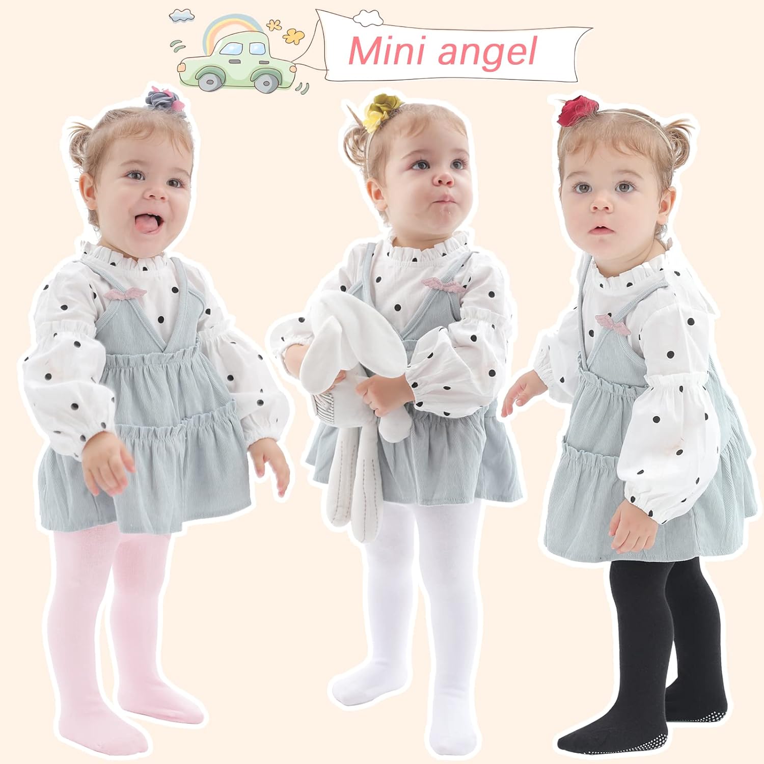 Mini angel Baby Tights Non Slip Baby Girl Tights Plain/Shoe-Look Leggings Seamless Pantyhose Warm Cotton Leggings Non-Skid - Image 4