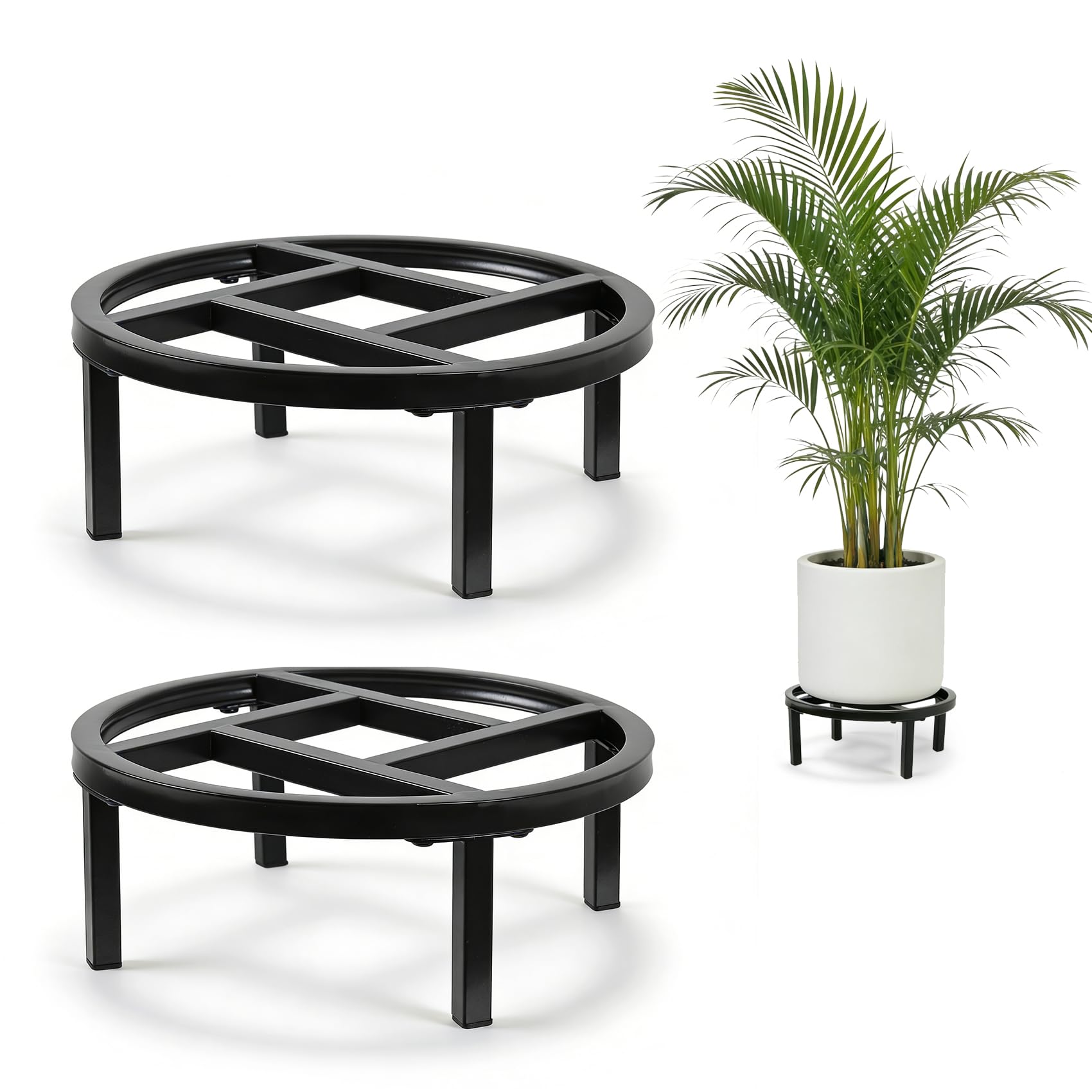 12" Metal Plant Stand Black-2PCS