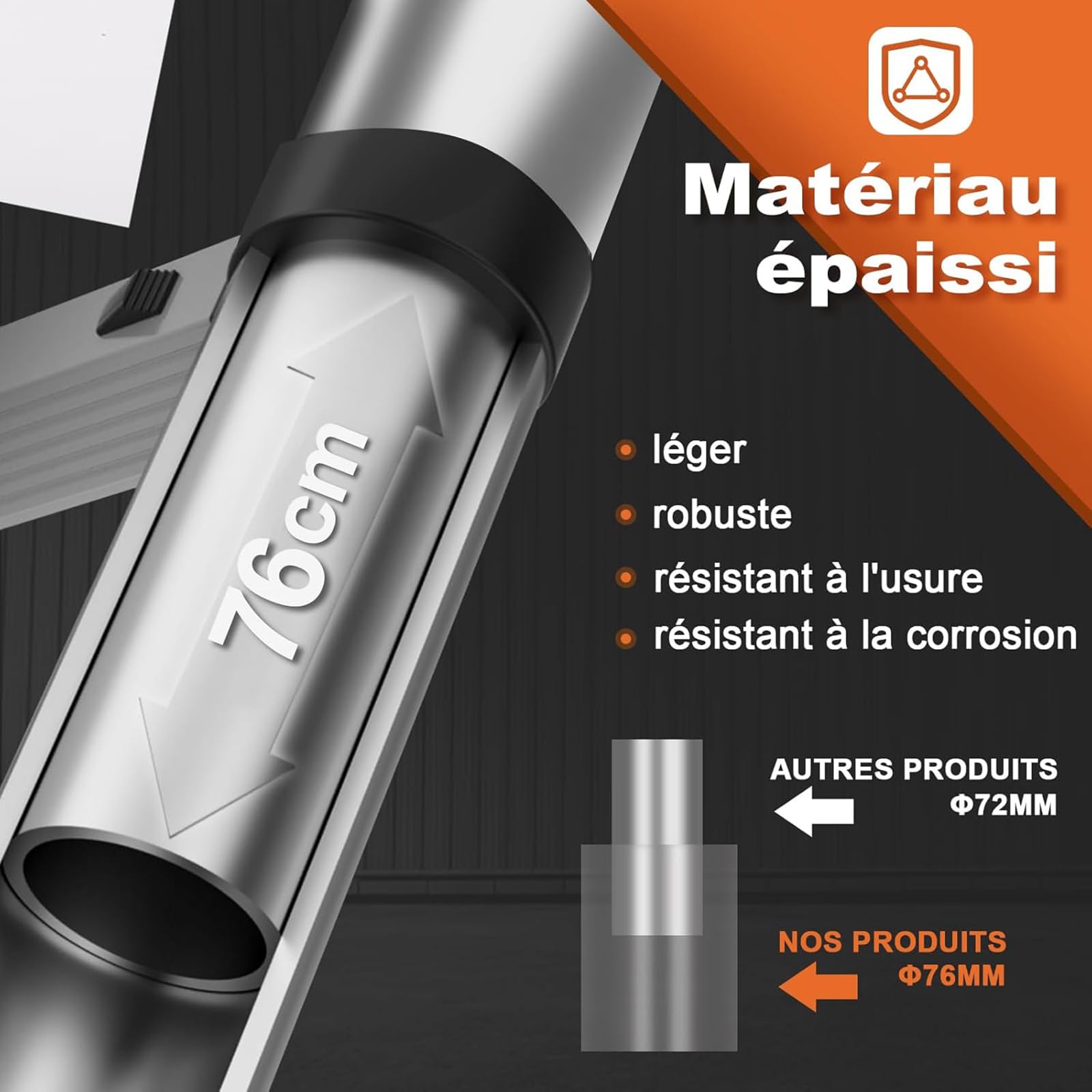 HBTower 3.2M/10.5FT Echelle telescopique, Escamotable en Aluminium,Echelle plianteConvient aux Camping-Cars, greniers, extérieurs et intérieurs, Charge Max 150 kg,Argenté