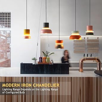 Modern Mini Pendant Lighting Macaron Color Iron Chandelier Creative Round Metal Pendant Lamp for Kitchen Island Living Room Dining Room Children Room (B-Medium (Pink+Green))