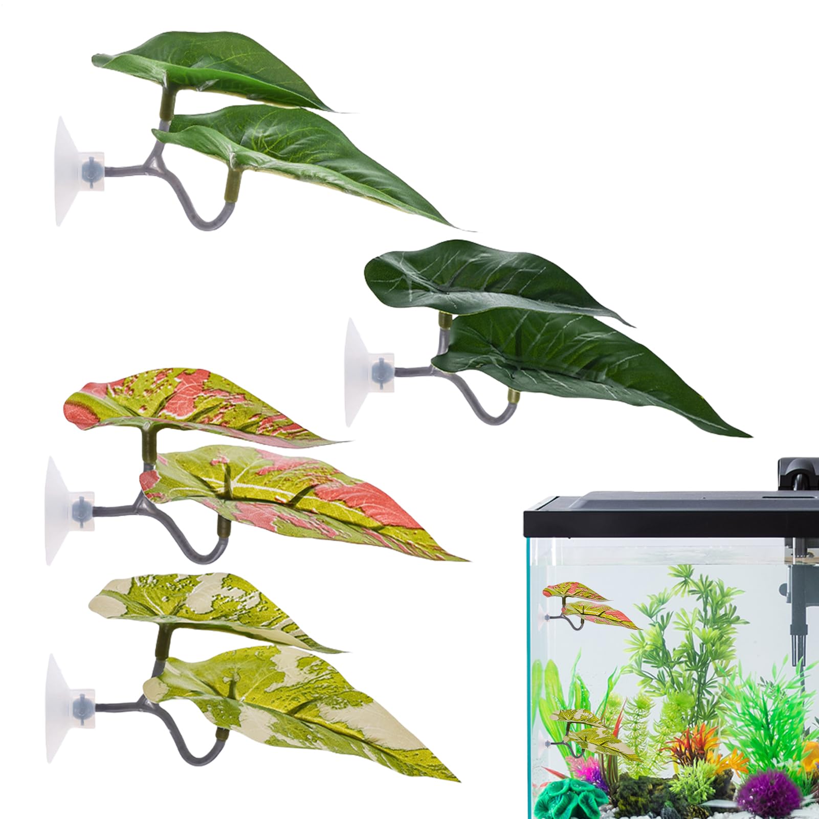 Amaca Per Pesce Betta - Foglia Di Riposo Con Ventosa Per Acquario, Pianta Artificiale