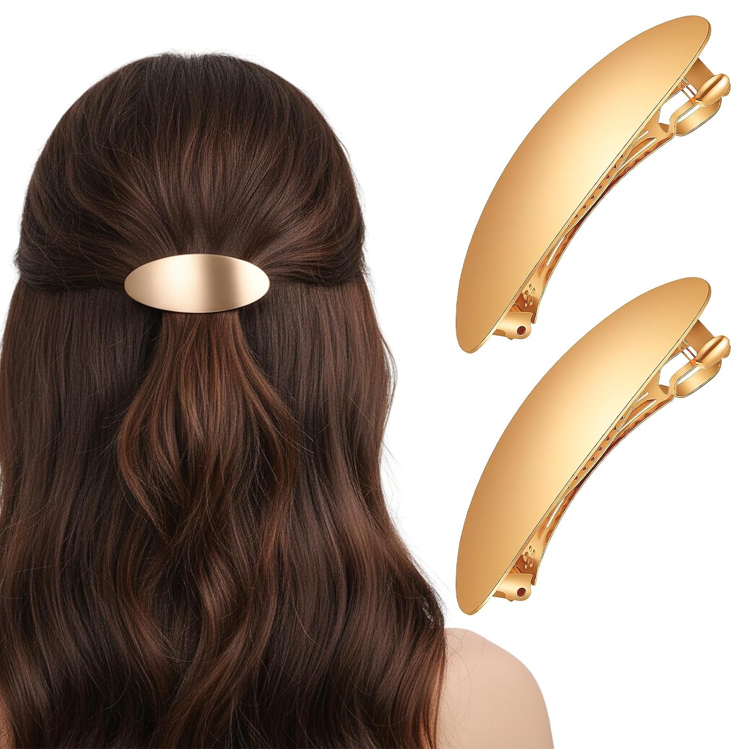 TIESOME Pack of 2 Oval Metal French Hair Clips