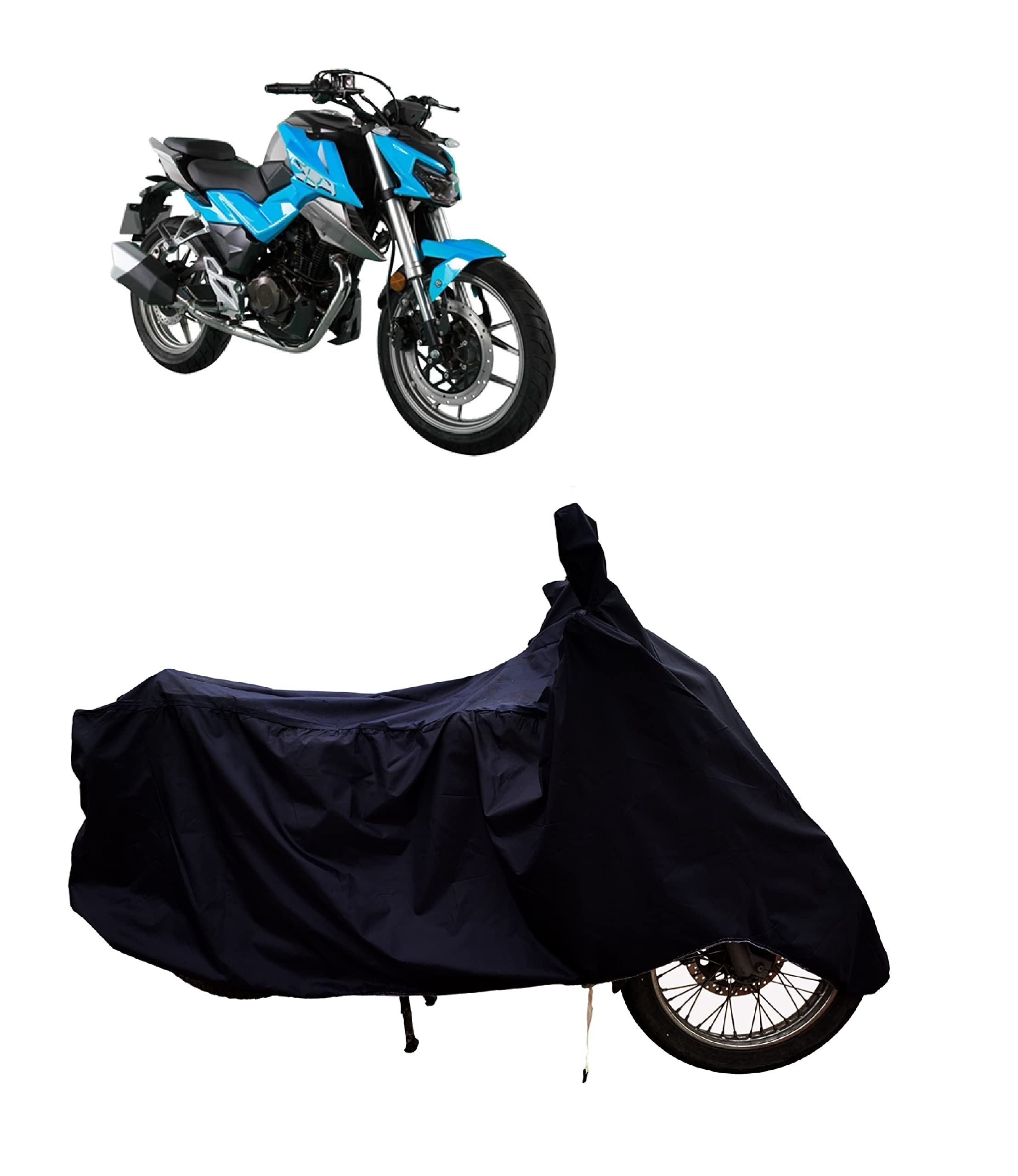 Amexride Two Wheeler Body Cover Compatible with FKM Street Fighter 150 with Dust Proof and Water Resistant Fabric (Black Colour)