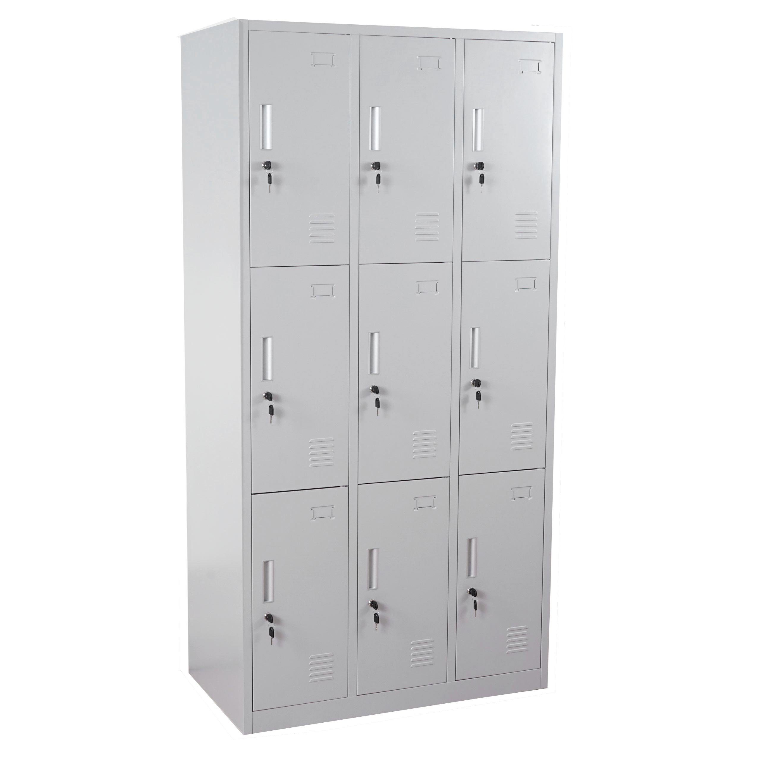 Schließfach Boston T829, Schließfachschrank Wertfachschrank Spind, Metall 9 Fächer - grau