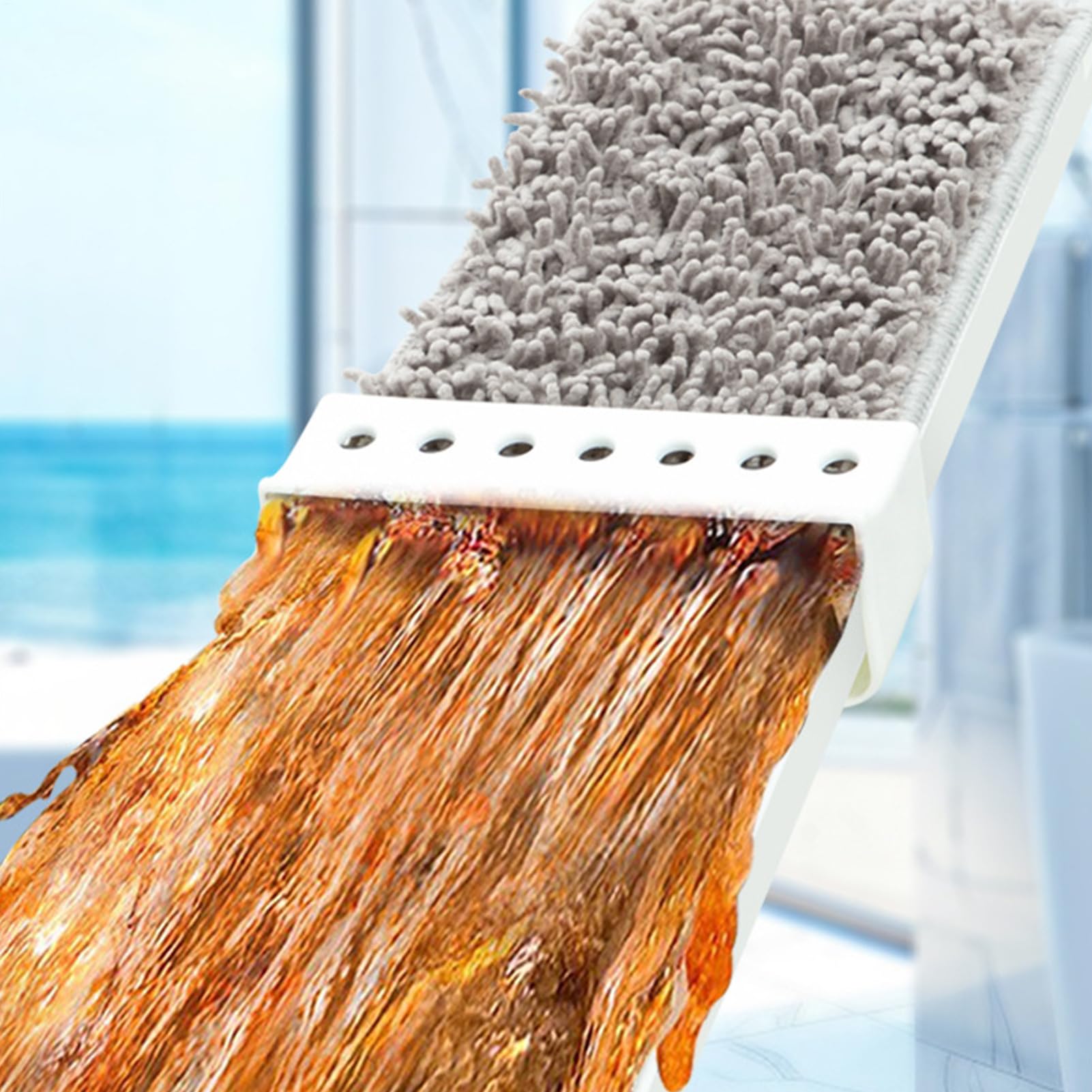 Mopa Plana Giratoria 360 Grados, En Seco O Húmedo, Mango Largo | Limpiador De Suelos Con Raspador Mopa Atrapapolvo de Microfibra con Mango Largo para Cocina, Baño, Hogar, Suelos y