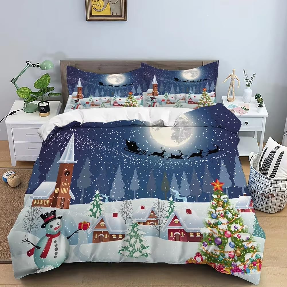 Housse de couette de Noël grand lit enfant pour chambre froide en hiver