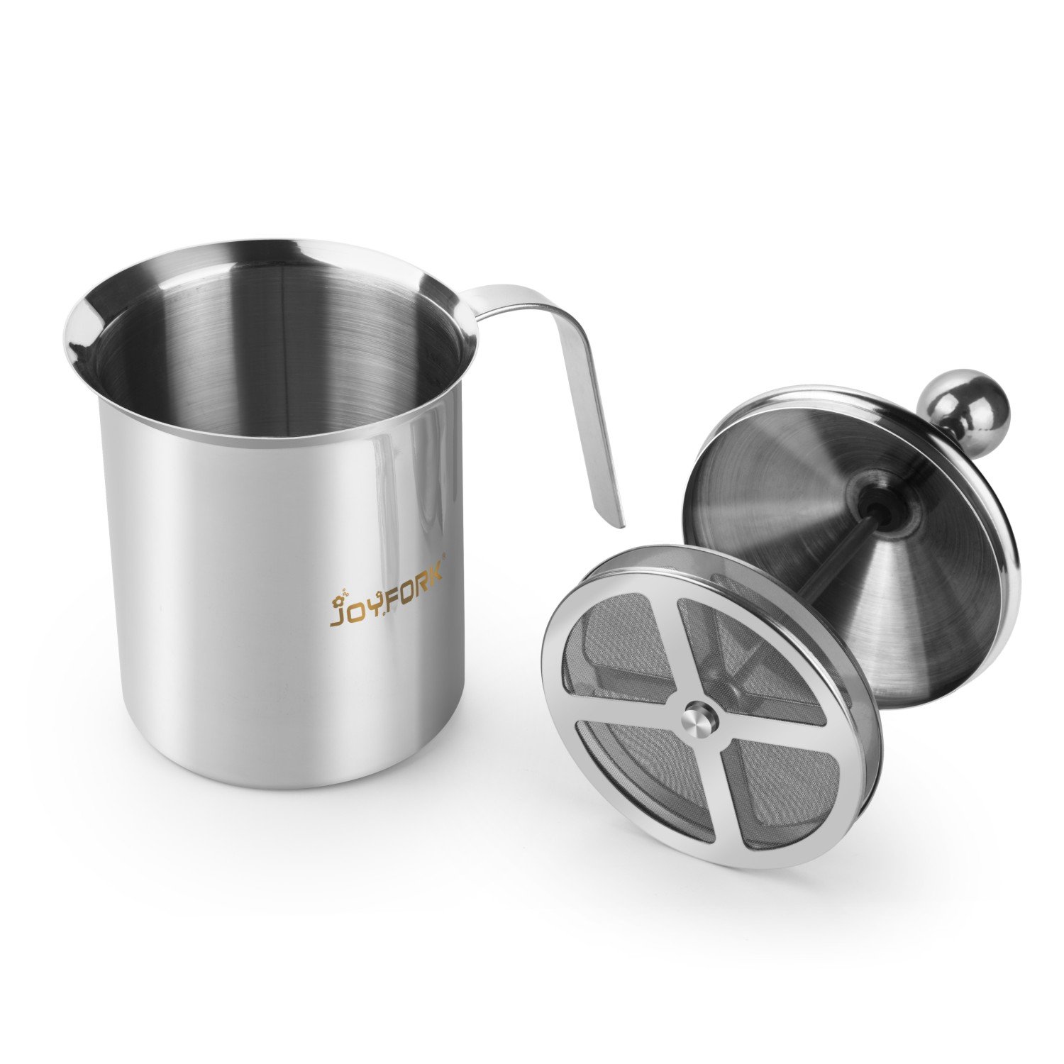 Montalatte Manuale In Acciaio Inox 400ml - Doppia Rete Per Cappuccino, Schiuma Densa - Foto 4