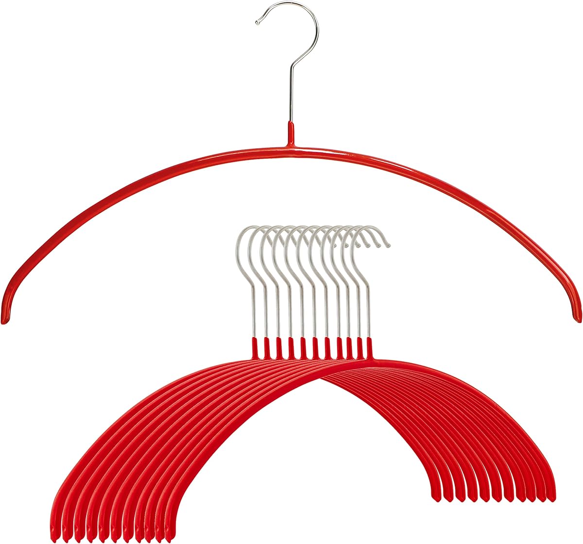 Mawa by Reston Lloyd Euro Series Non-Slip Space Saving Clothes Hanger for Shirts & Dresses, Style 40/P, Set of 12, Red