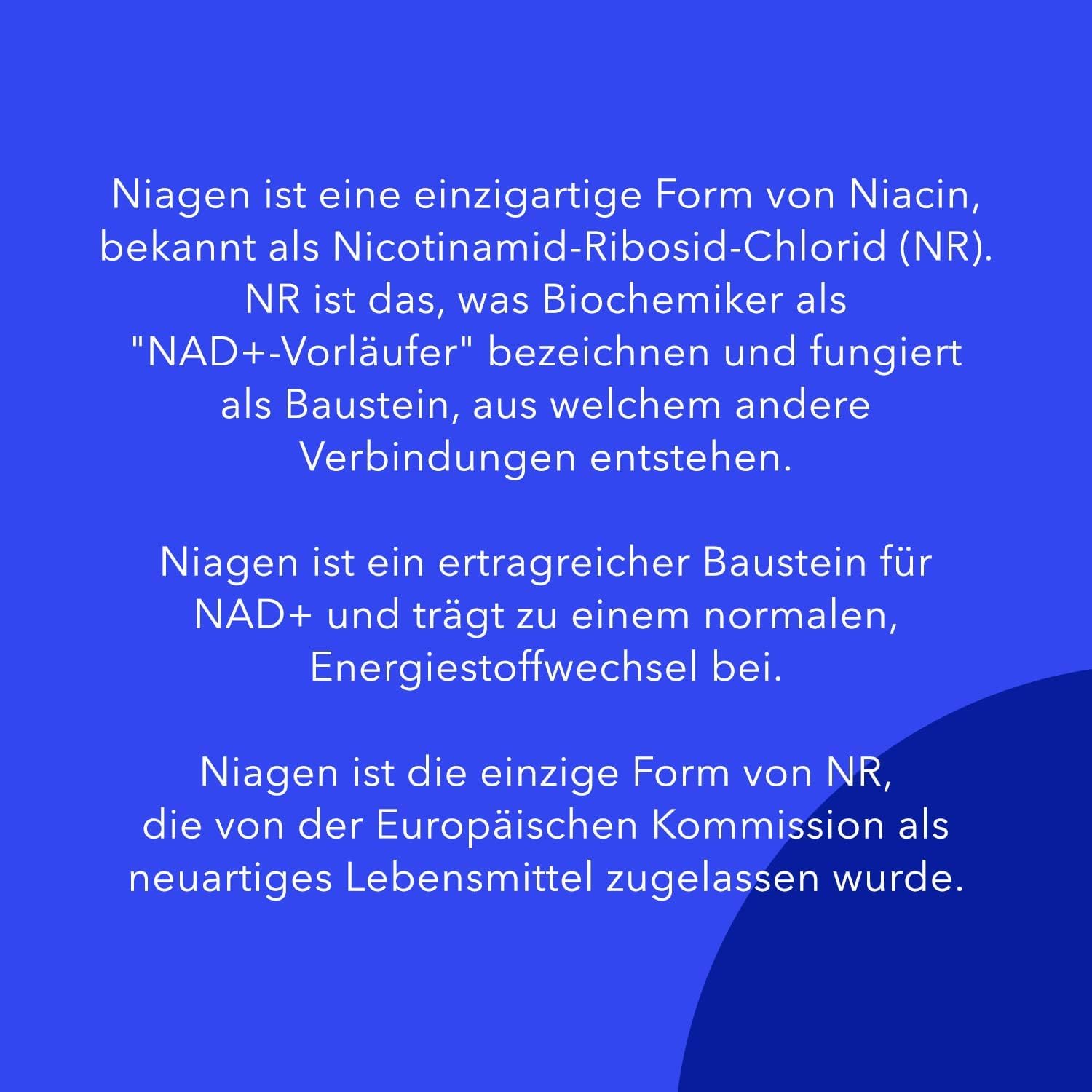 TRU NIAGEN Nicotinamid Riboside NAD Nahrungsergänzungsmittel, patentierte Formel NR, 300 mg pro Kapsel / 300 mg pro Portion, 180 Tage (6 Monate / 2 Flaschen)