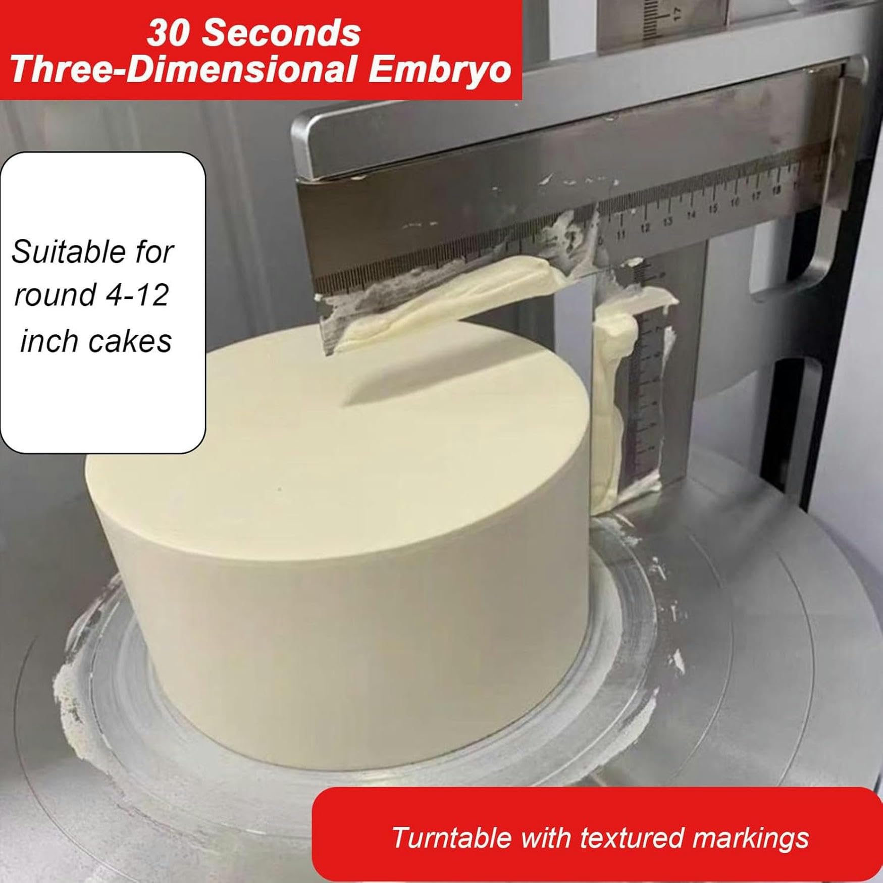 4-12 Inch Automatic Cake Icing Machine, Smoother Adjustable Cake Scraper for Cake Cream with 35cm Automatic Cake Rotating Plate,Green